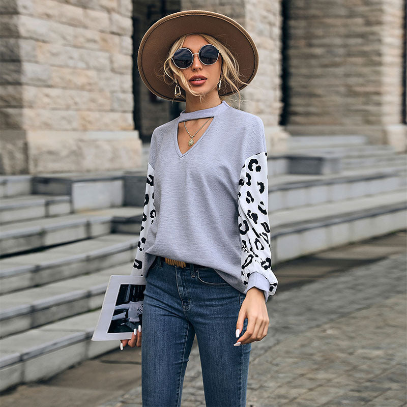 New Autumn New Fashion Women's Print Stitching Leisure Knitwear