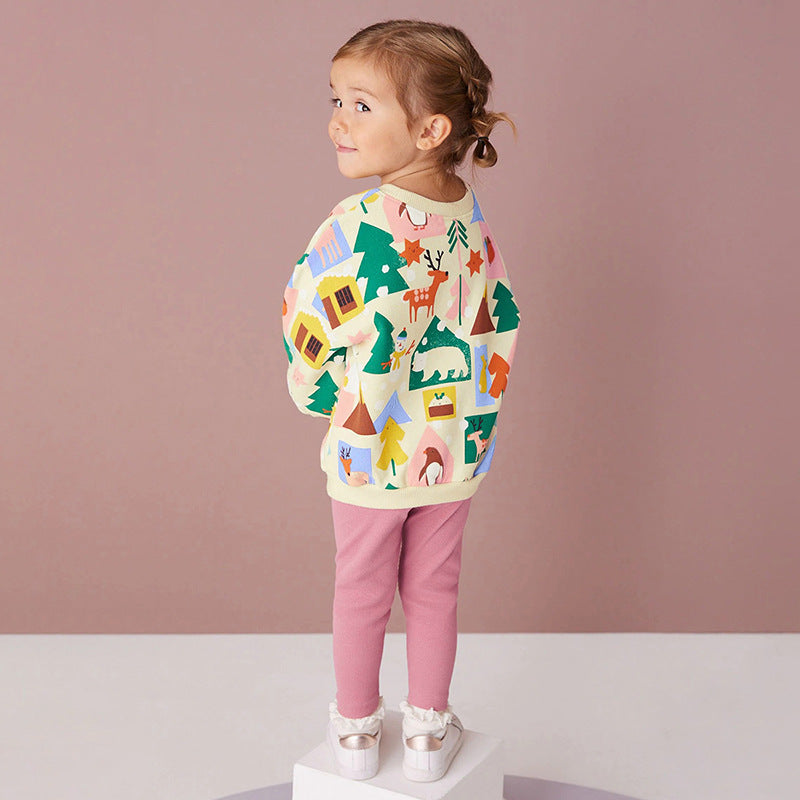 Girls Set Long Sleeve Children's Hoodie Set Autumn Cute Girl Pants Set