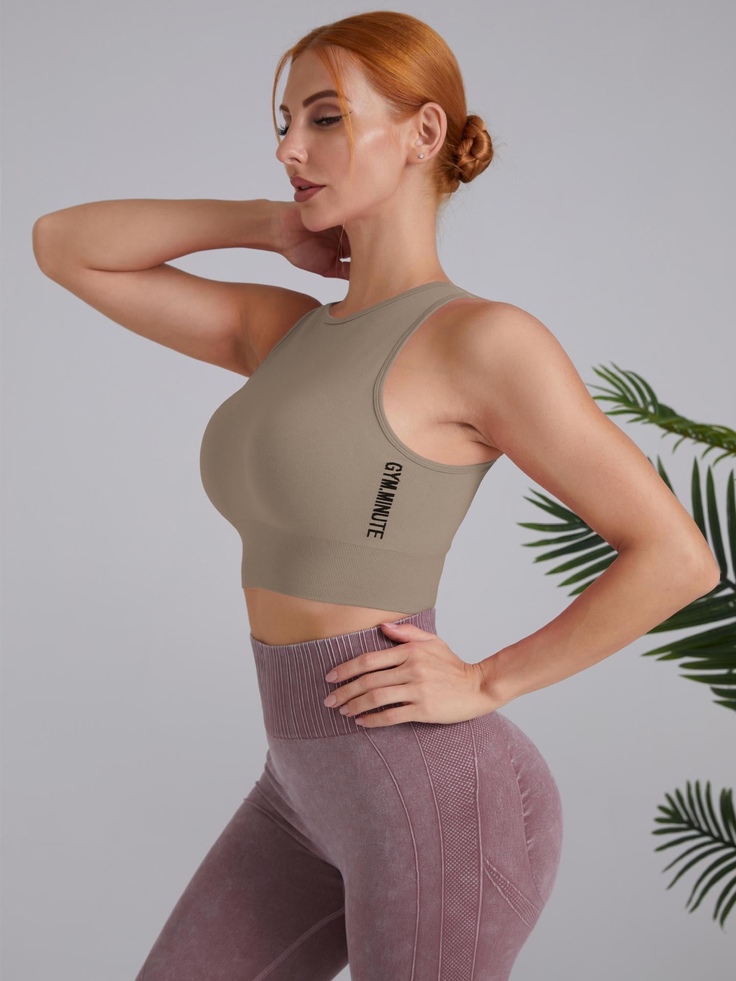 Yoga Vest Without Chest Pad Breathable Shock-Proof Running Top Back Quick Drying Fitness Wear Sleeveless T-Shirt