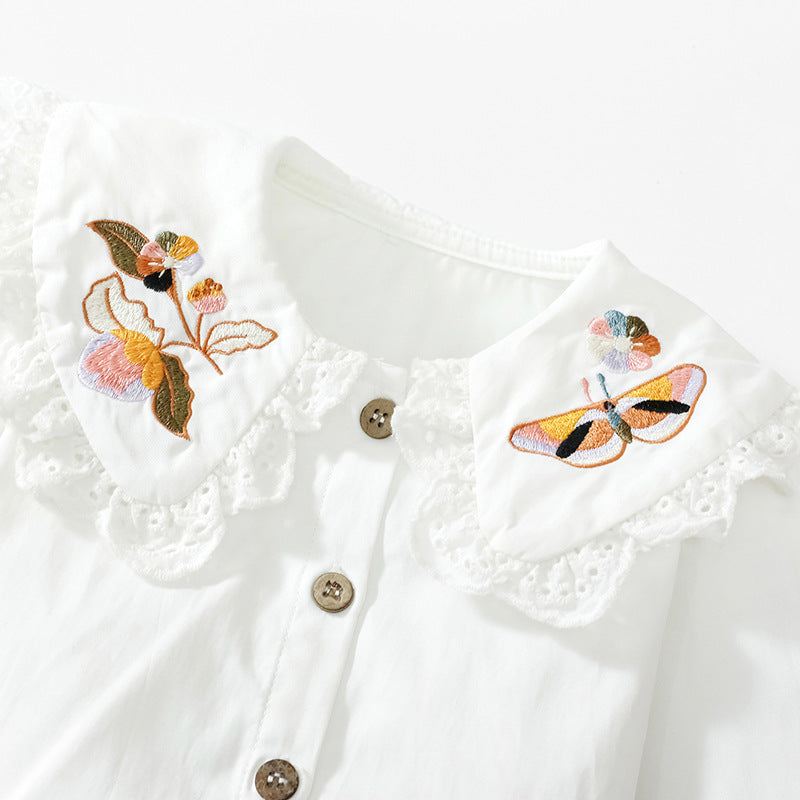 Girls Strap Dress Children's Skirt Autumn Cotton Skirt Embroidery Children's Skirt