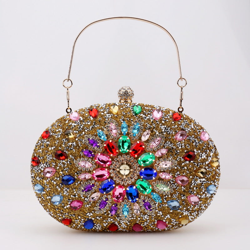 Diamond-Encrusted Bag Dress Diamond-Encrusted Dinner Bag Women's Wedding Cheongsam All-Match Banquet Evening Clutch Bag