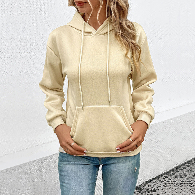 New Autumn New Women's Long Sleeve Solid Color Hoodie