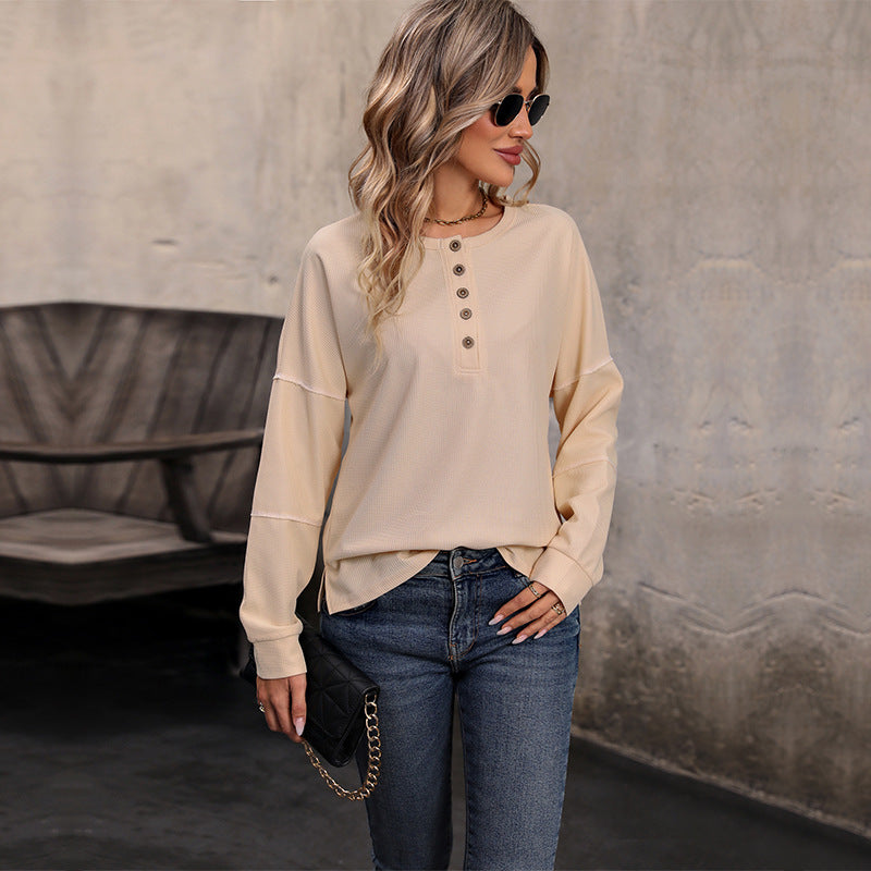 Autumn New Women's Long Sleeve Solid Color Sweater Blouse