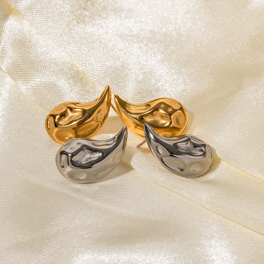5pcs 18K Gold Plated Drop Shape Hammer Earrings Women's Fashion All-In-One Geometric Earrings