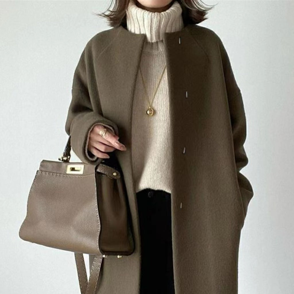 5 Color Loose Coat Female Spring New Light Mature Wind Solid Color Medium Long Coat Top