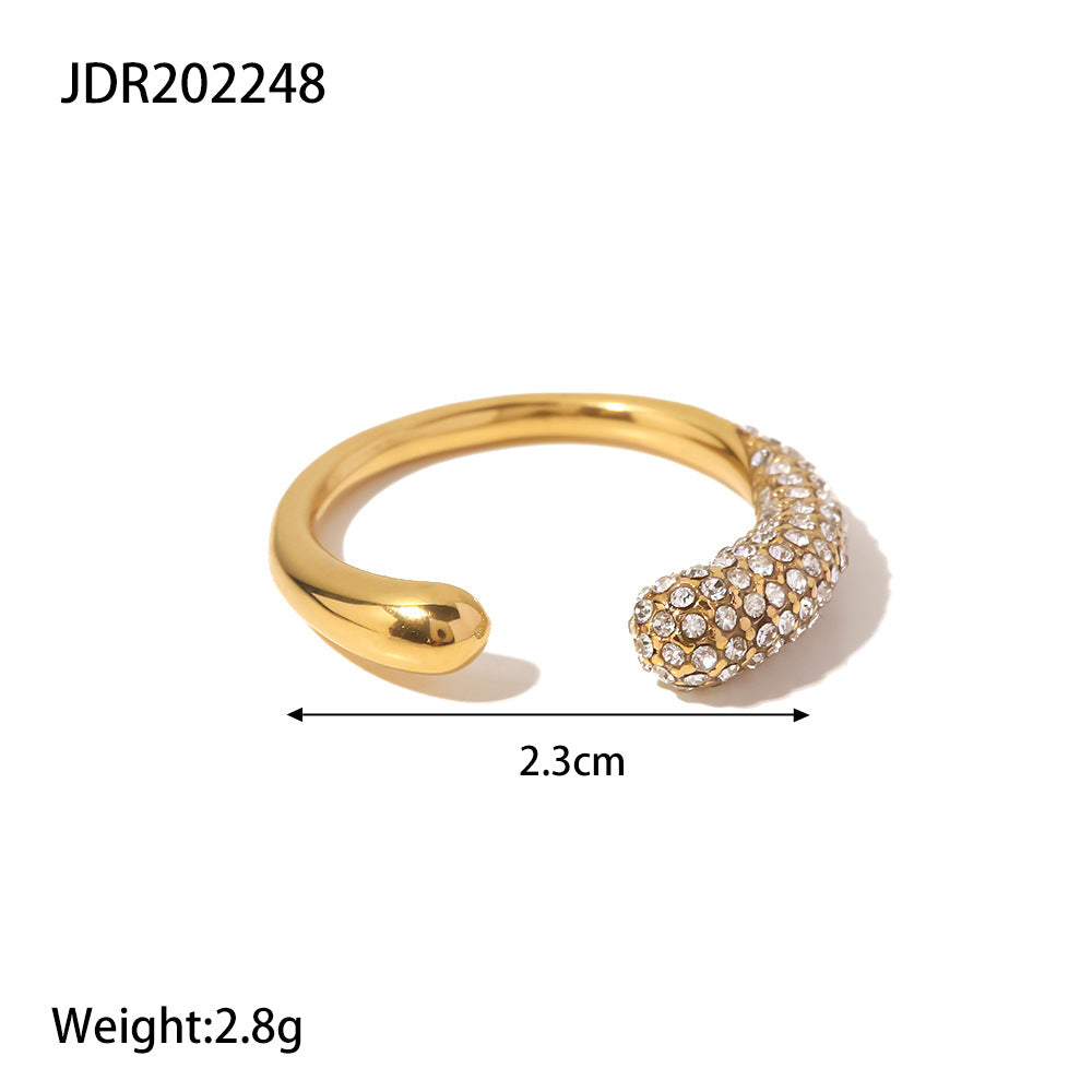 5pcs Early Spring Color Stainless Steel Inset Zircon Ring Does Not Fade Niche Jewelry
