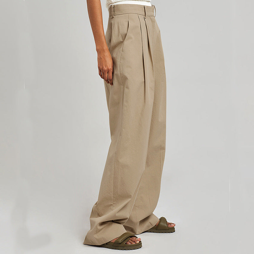 Khaki Cotton Broadfoot Pants Pendant Pants New Autumn Fashion Casual Dress Pants Women