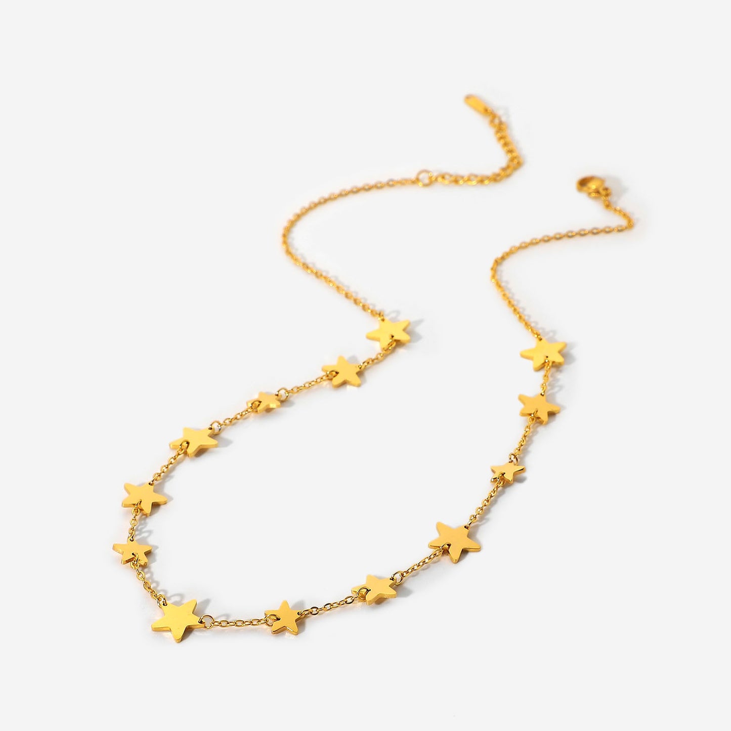 5pcs Stylish Same Necklace 18K Gold Plated Stainless Steel Pentagon Star Women's Handmade Jewelry Necklace