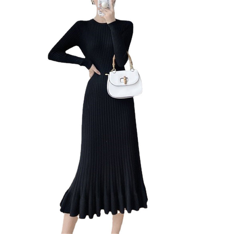 Knitted Mid-Length Skirt With Bottom Wrap For Women With A Bottom Sweater Skirt With Ruffles And Slim Fishtail Skirt
