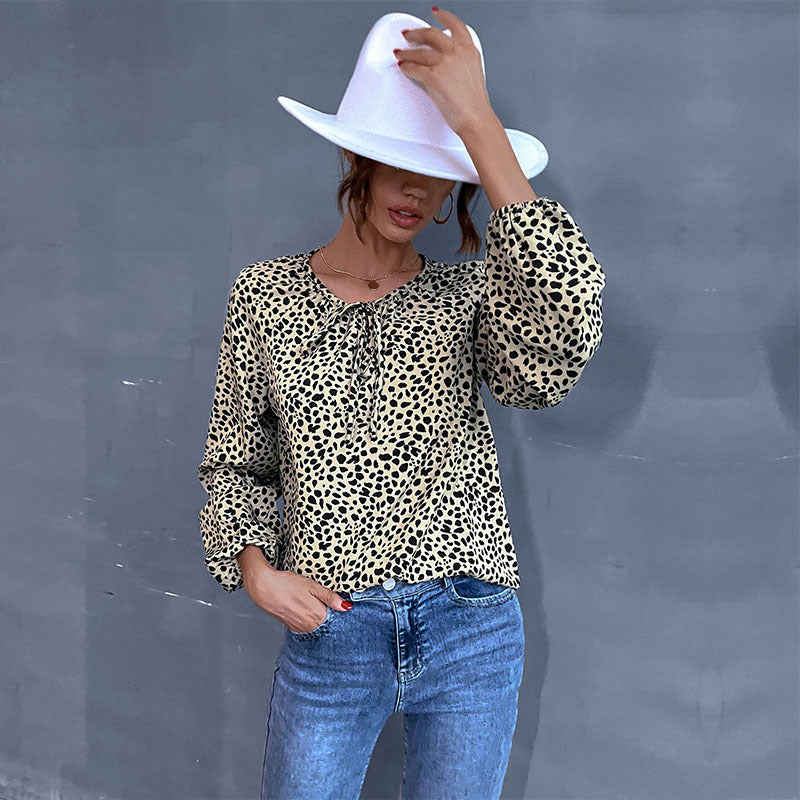 Fashion Women's New Spring New Leopard-Print Shirt Long-Sleeved Women