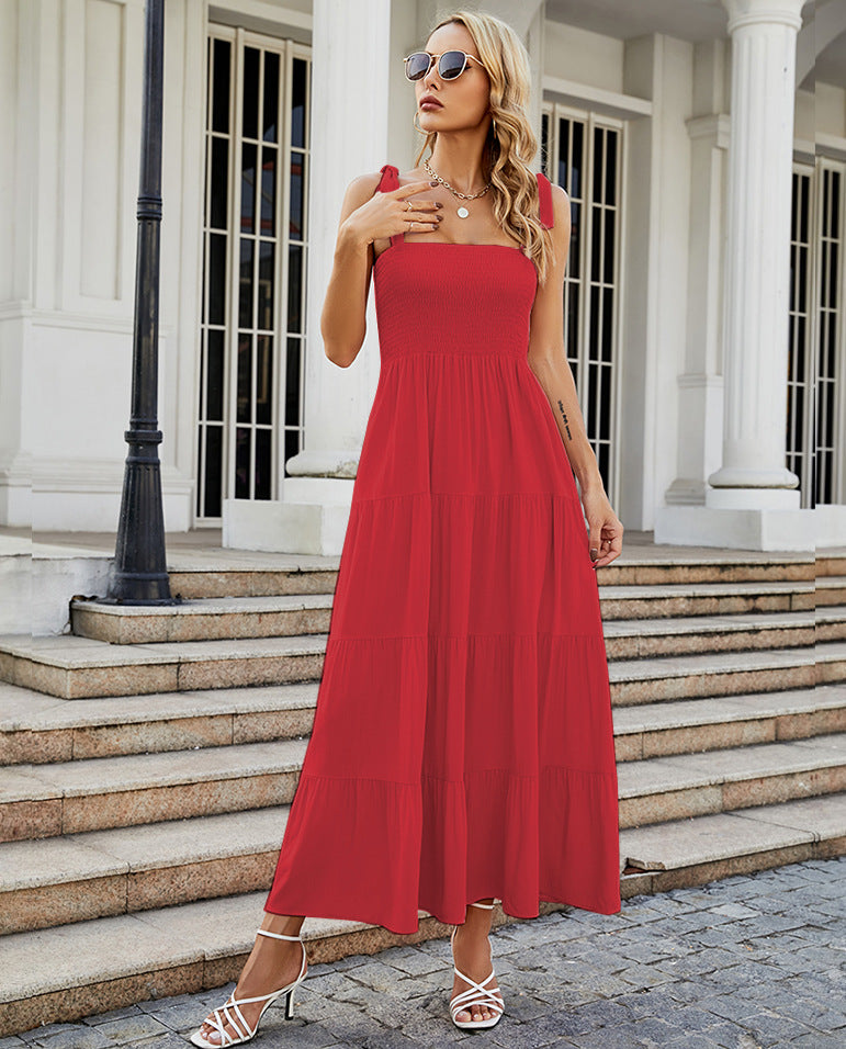 Summer Women's New Commuter Sleeveless Spice Print Long Halter Dress