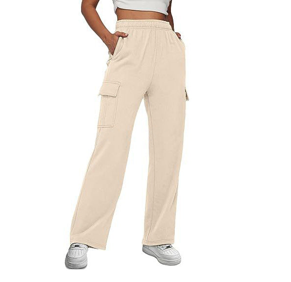 New Autumn And Winter Overalls Solid Color High Waist Slimming Design Sense Pocket Straight Leg Wide Loose Pants Women