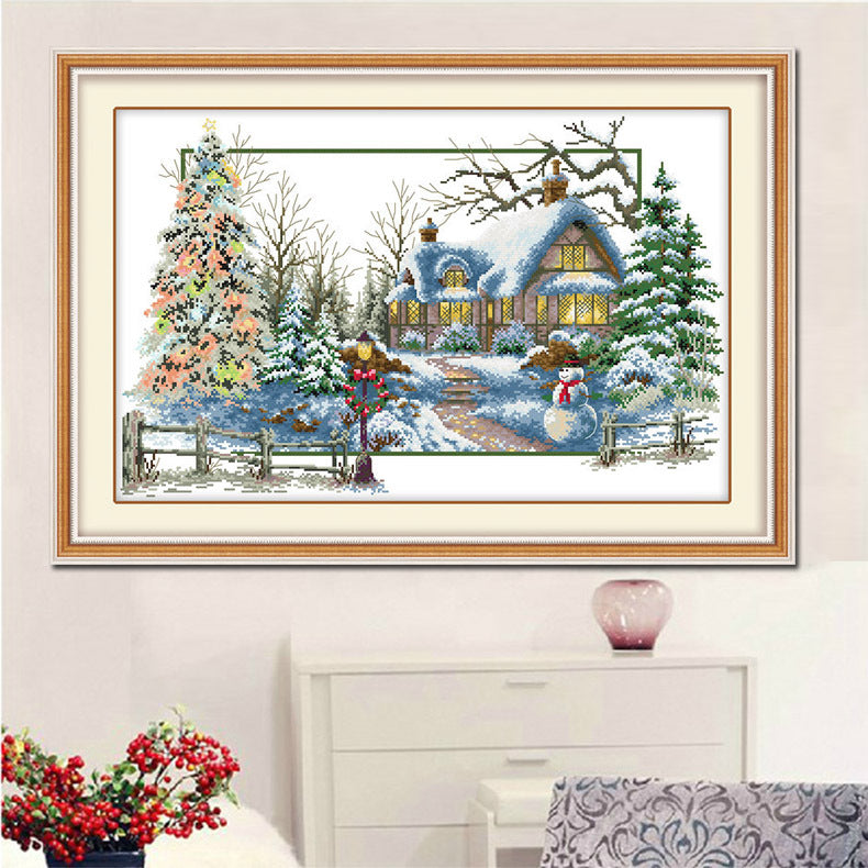 New Version Of The Four Seasons Spring Summer Autumn And Winter Cross-Stitch Rich Tree Map Foreign Scenery European Living Room