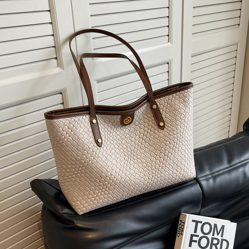 Commuter Large Capacity Bag New Women's Bag Leisure Style All-In-One Shoulder Bag Fashion College Student Tote Bag