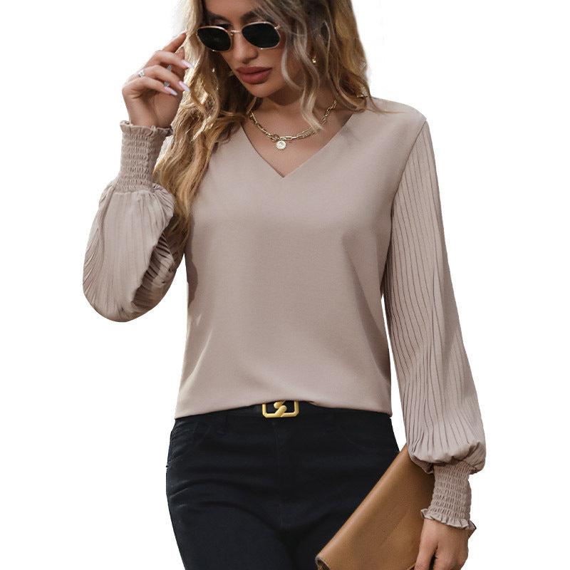 New Autumn New Women's Long-Sleeved Solid Color Shirt Women