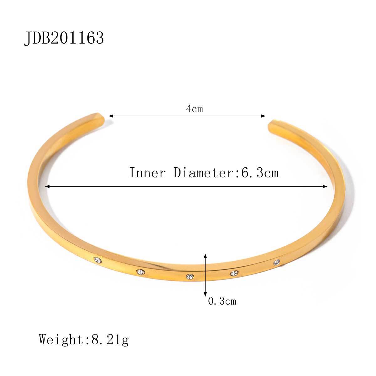 5pcs Retro Titanium Steel Narrow Version Round Zircon Open Bracelet Does Not Fade Stainless Steel Bracelet Female Advanced Sense