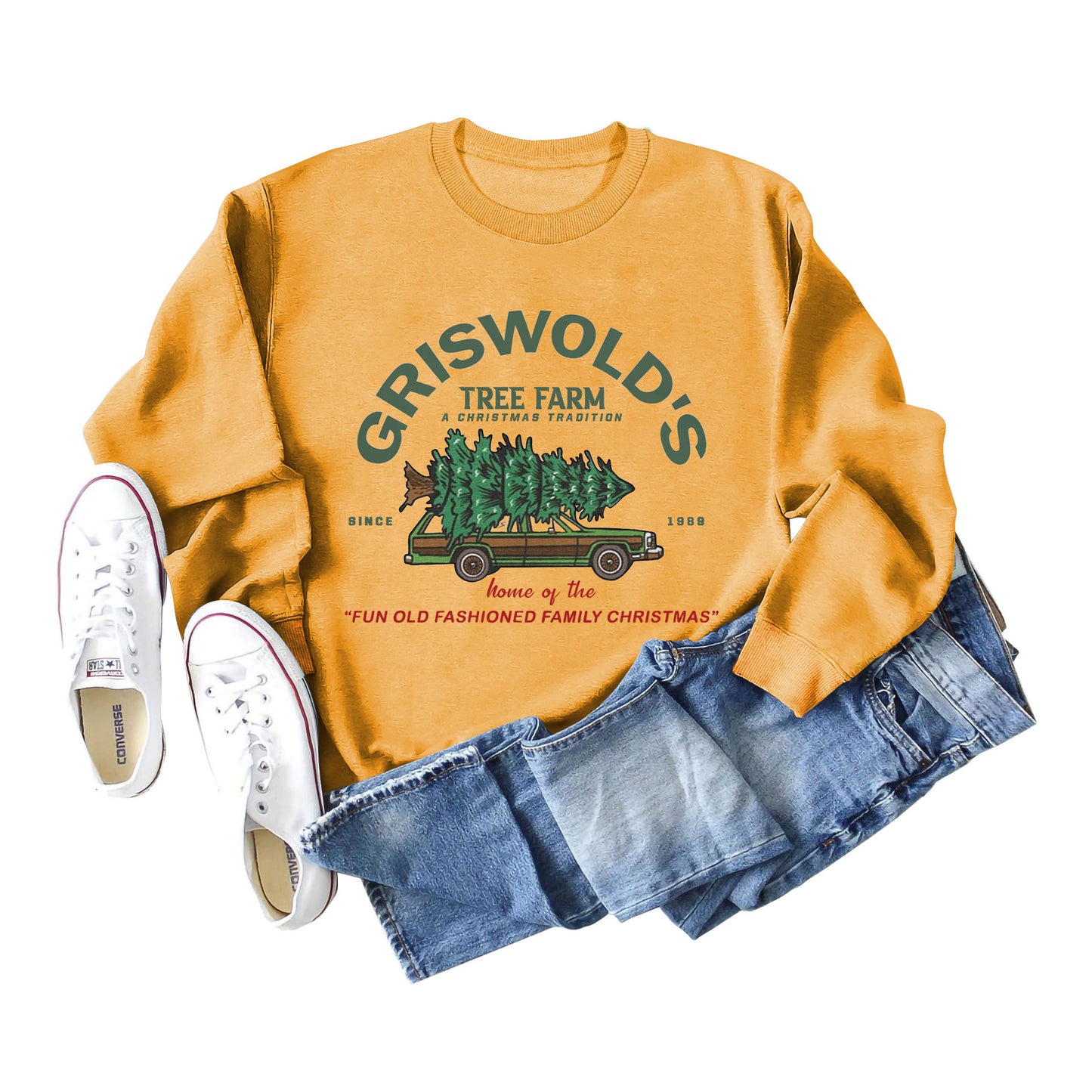 Griswold's Christmas Tree Letter Round Neck Long Sleeve Christmas Plus Size Women's Hoodie