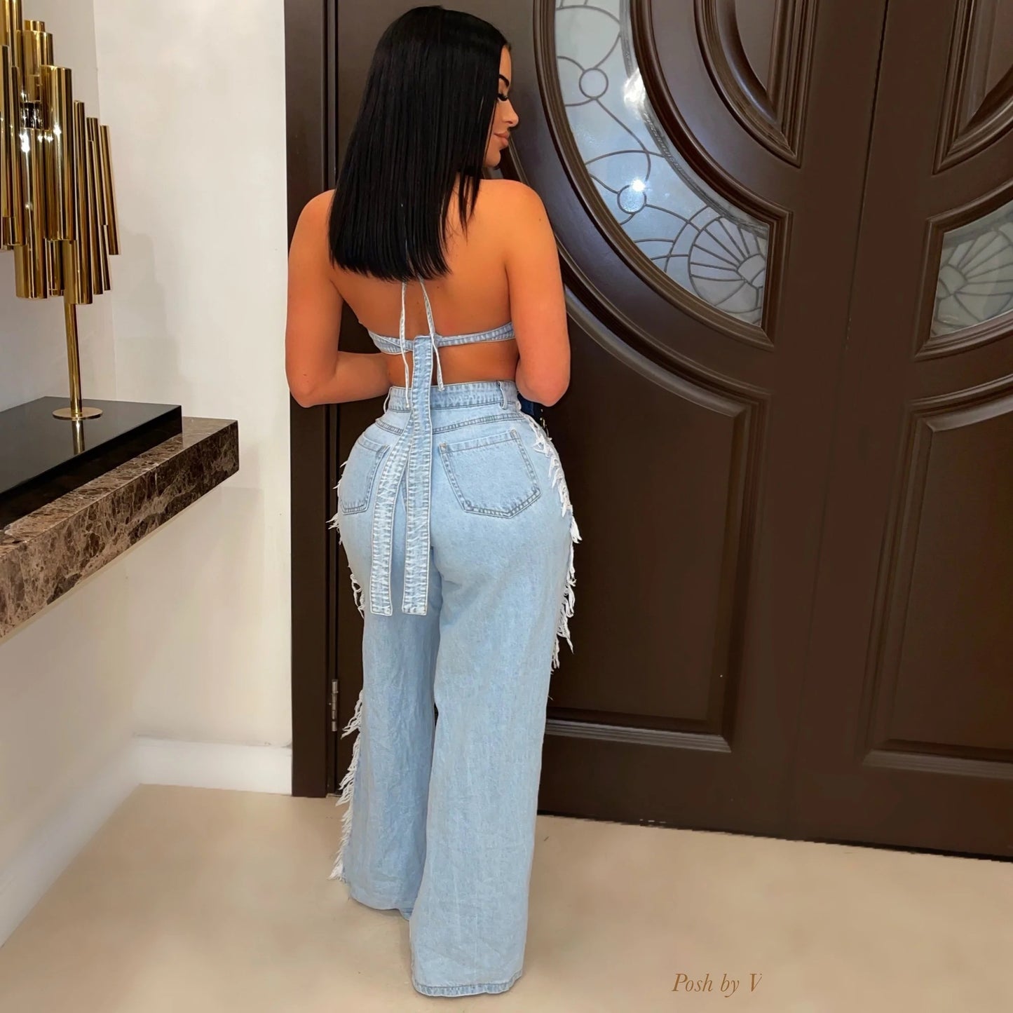 New Denim Fashion Casual Suit Top Tassel Denim Suit