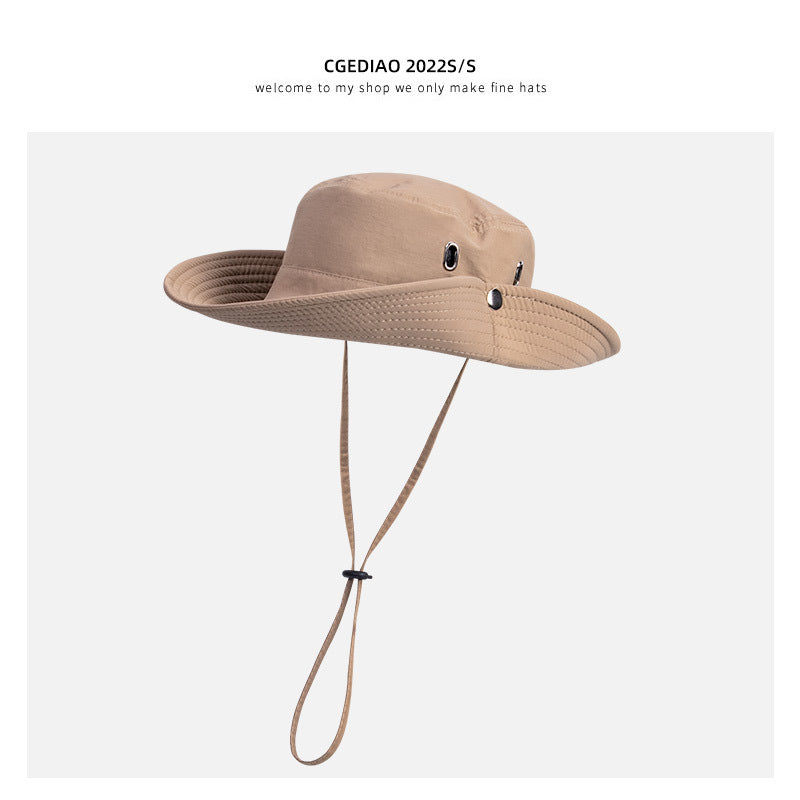 Western Cowboy Hat Female Summer Big Brimmed Day Fisherman Hat Sun Protection Outdoor Beach Tour Hiking Hat Male