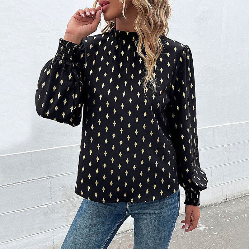 New Autumn New Women's Long Sleeve Hot Gold Shirt Woman