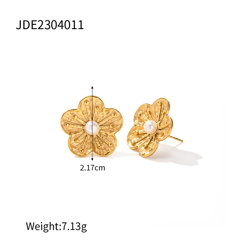 5pcs High-Grade Court Sense Titanium Steel Plated 18K Stainless Steel Double Flower Pendant Necklace Does Not Fade Necklace For Women Jewelry