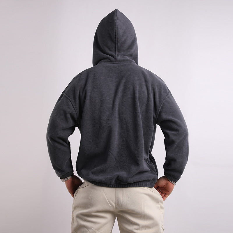 Men's Hoodies Coat Casual Zipper Cardigan Hoodie Solid Color Loose New Autumn and Winter Outdoor Running Training
