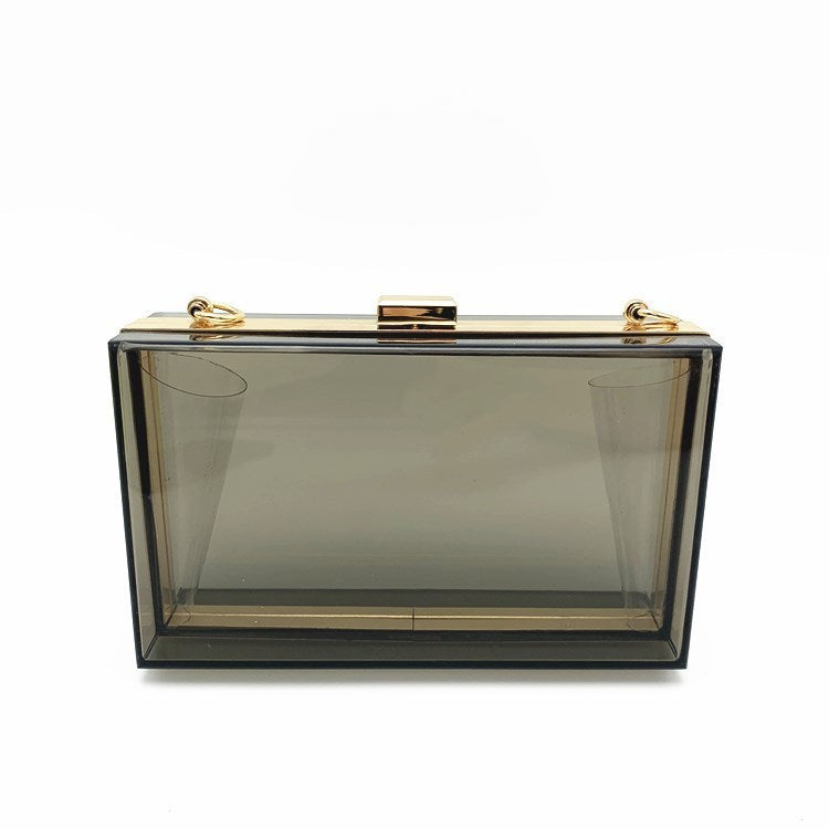 Acrylic Women's Bag Small Square Bag Summer Candy Color Transparent Box Bag Dinner Bag Chain Bag
