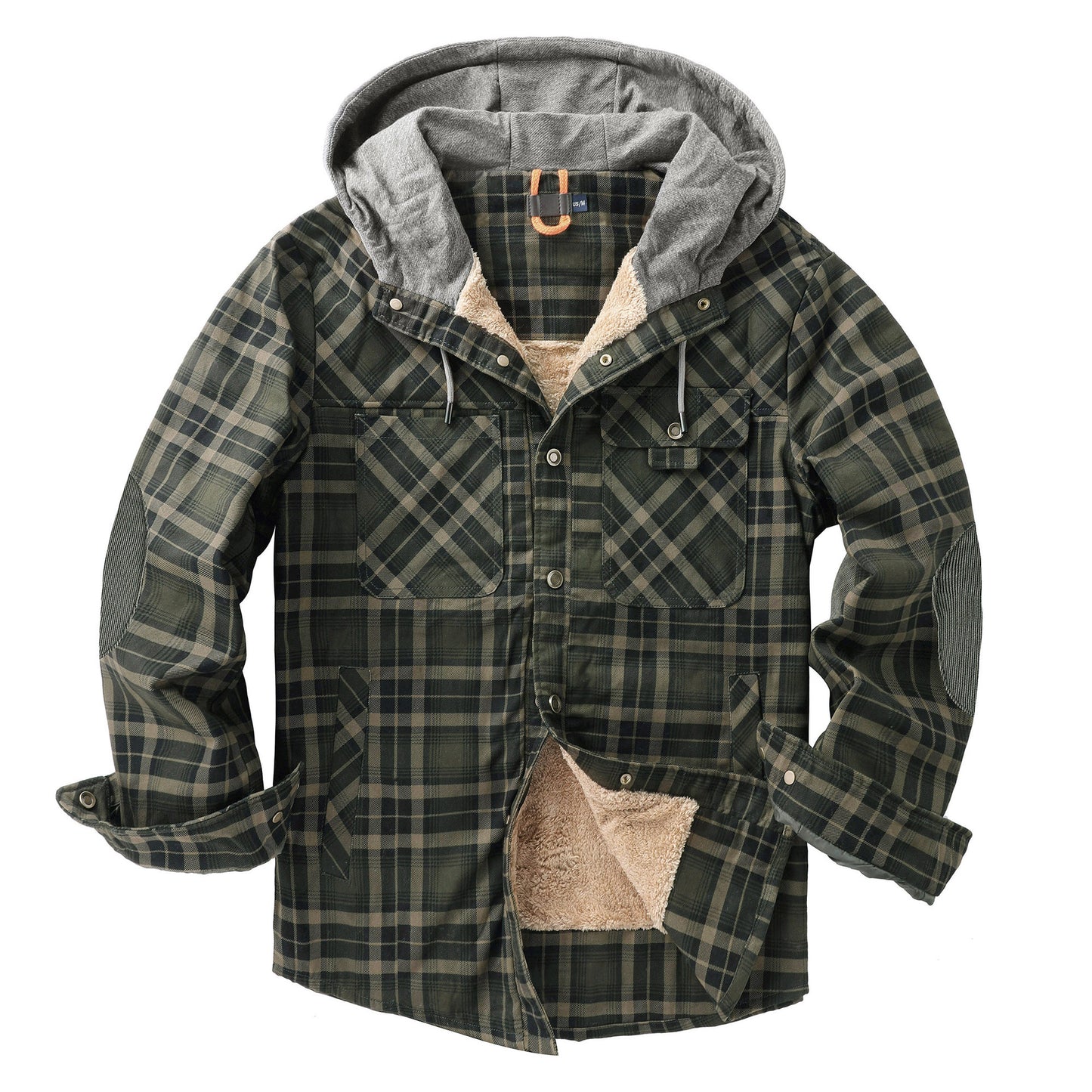 Men's Coat Plaid Shirt Plus Fleece Large Size Winter Windproof Warm Hooded Cotton Jacket