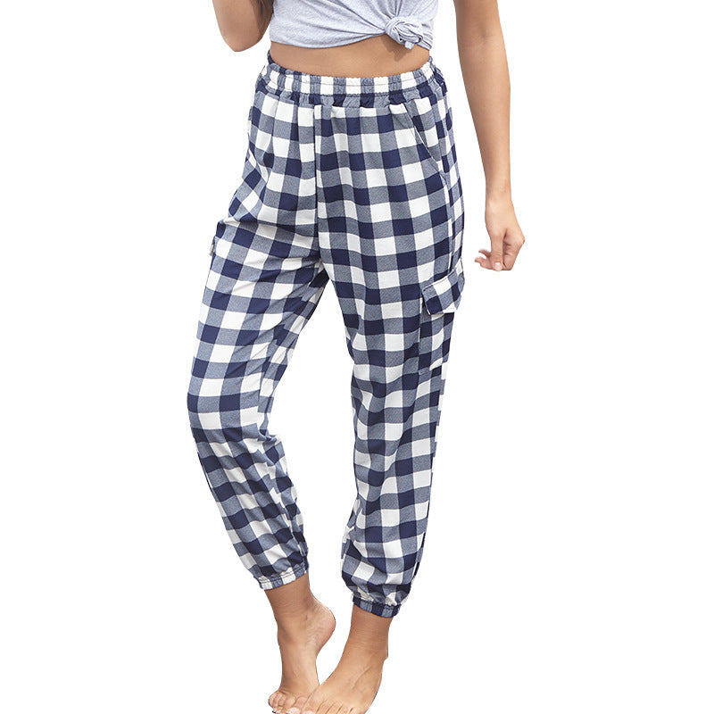 Plaid Casual Pants Women's Pants Small Foot Pants Pencil Pants Fashion High-Waisted Slim-Fit Pants Nine Point Pants
