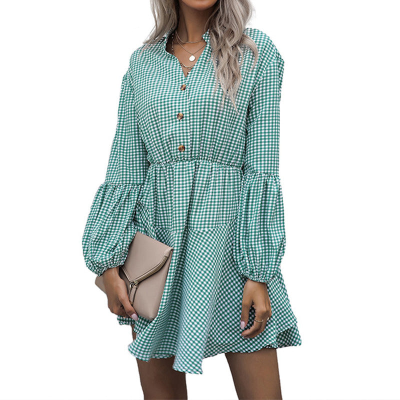 Skirt Autumn Women's Fashion Stand Collar Leopard Dress Short Female
