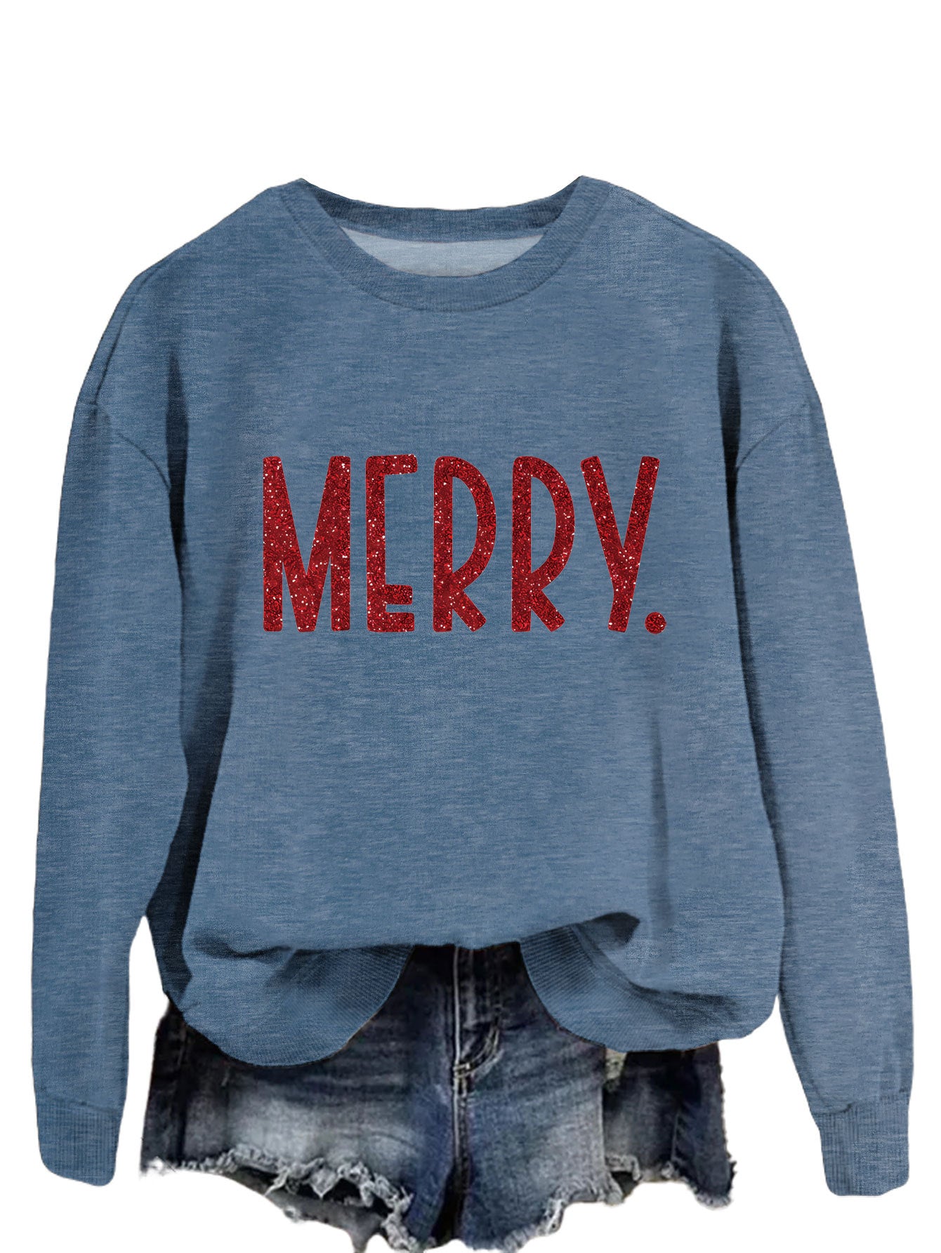 Merry Fashion Print All Round Neck Long Sleeve Hoodie