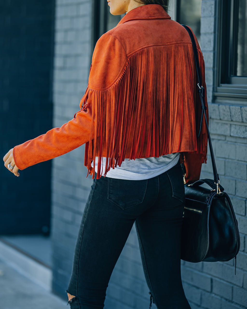 Women's Autumn New Slim-Fit Top Long-Sleeve Printed Fringe Coat Female