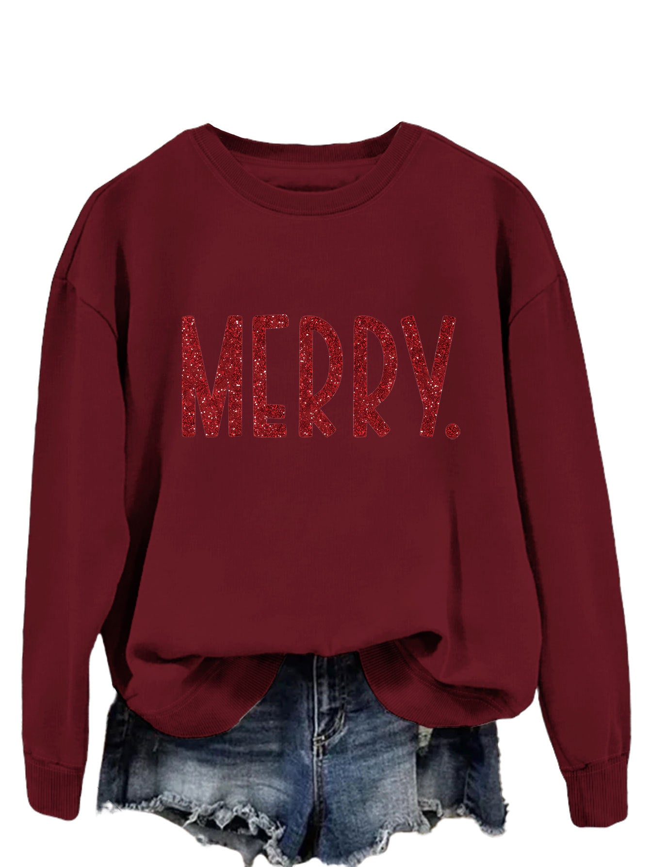 Merry Fashion Print All Round Neck Long Sleeve Hoodie