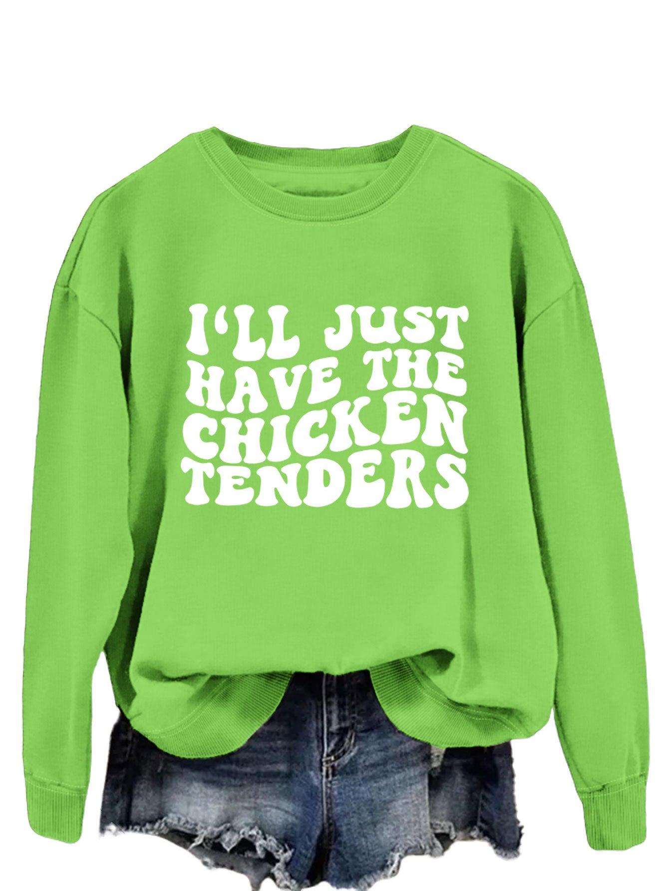 I'LL Just Have The Chicken. Women's Crew-Neck Long-Sleeved Loose-Fitting Hoodie