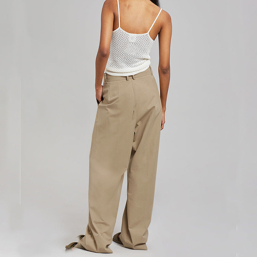 Khaki Cotton Broadfoot Pants Pendant Pants New Autumn Fashion Casual Dress Pants Women