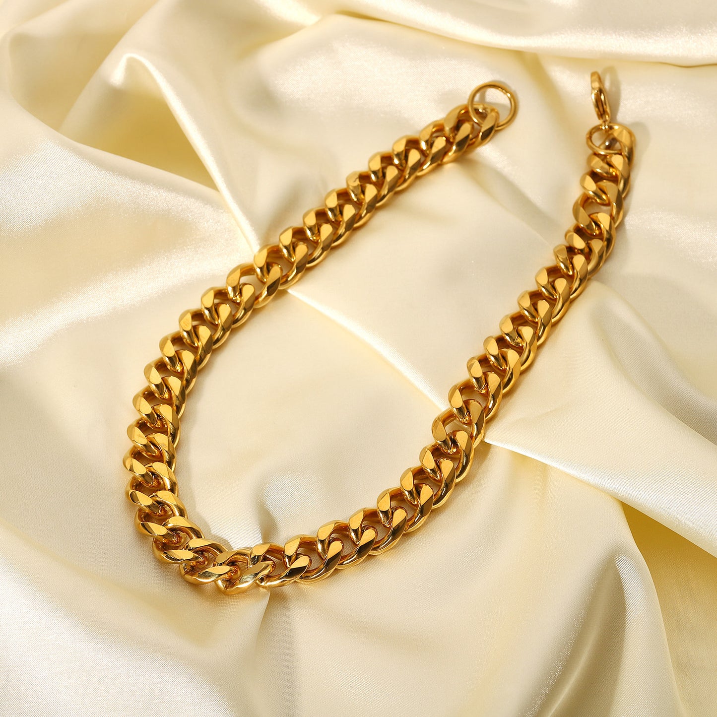 5pcs 15Mm Wide Coarse Curb Chain Necklace Blogger Punk Jewelry Gold Plated Stainless Steel Cuban Chain Necklace For Ladies