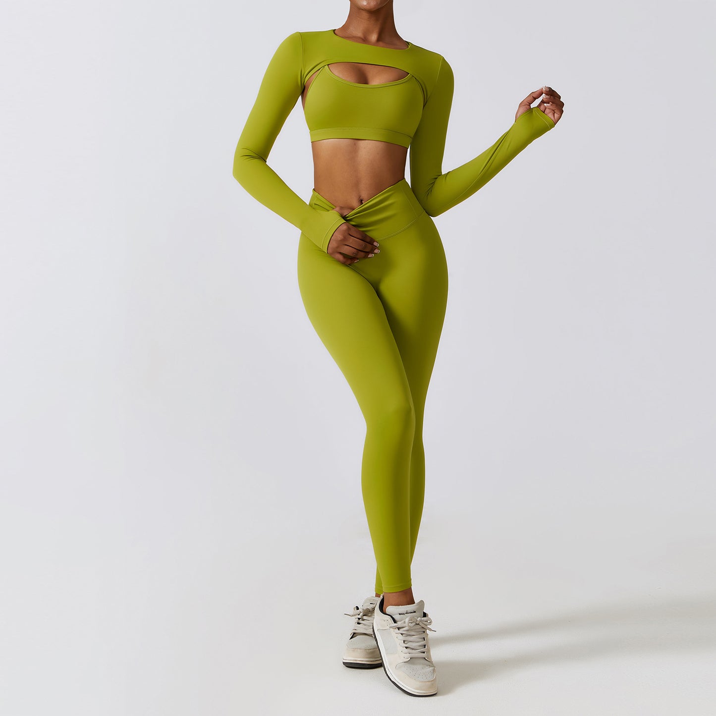 Autumn And Winter Tight Yoga Clothing Naked Sense Quick Drying Sports Set Slim Fitness Clothing Three Sets