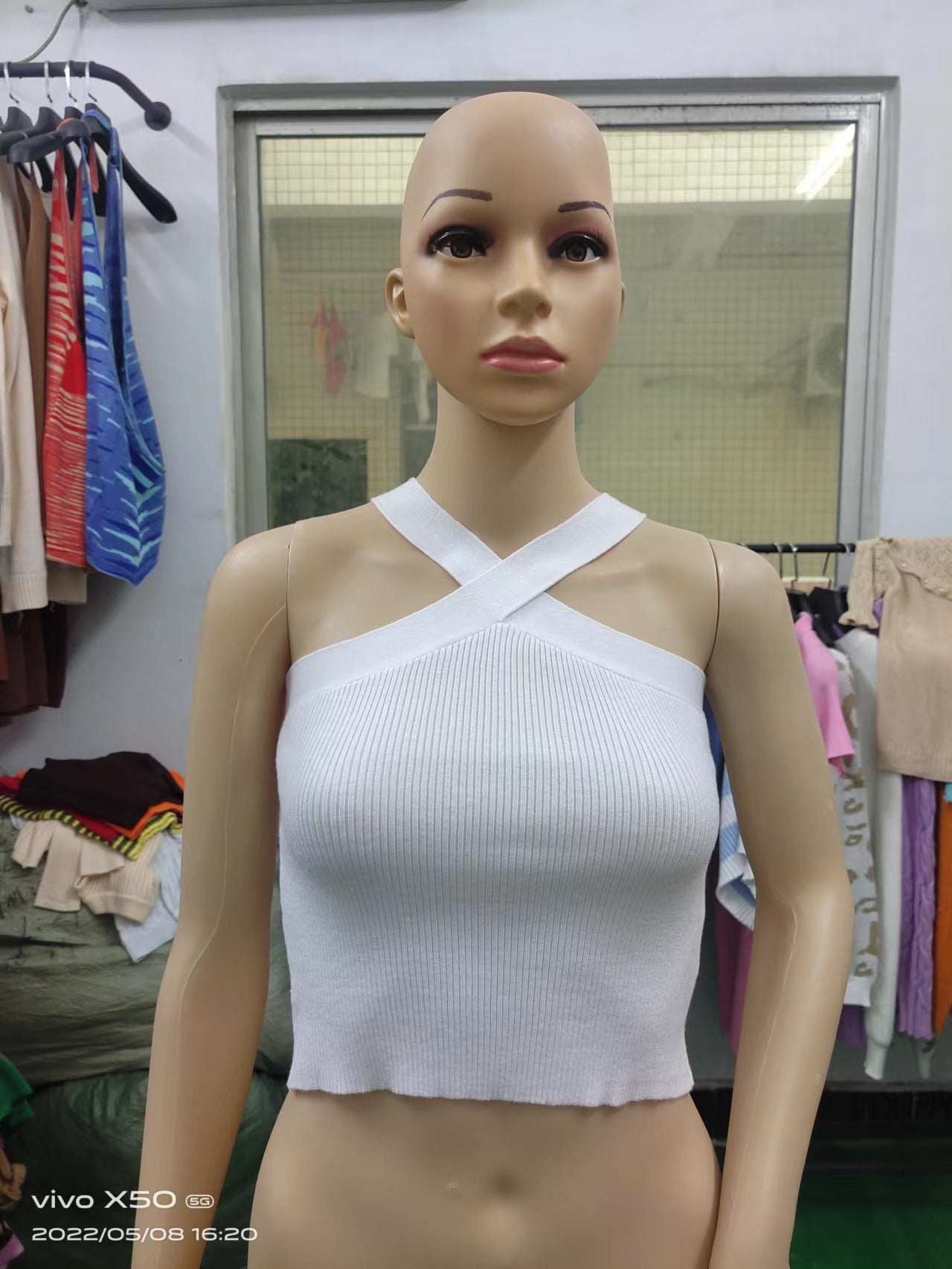 Cross-Neck Knitted Halter Small Vest Backless Tight Thin Bandage On The Chest