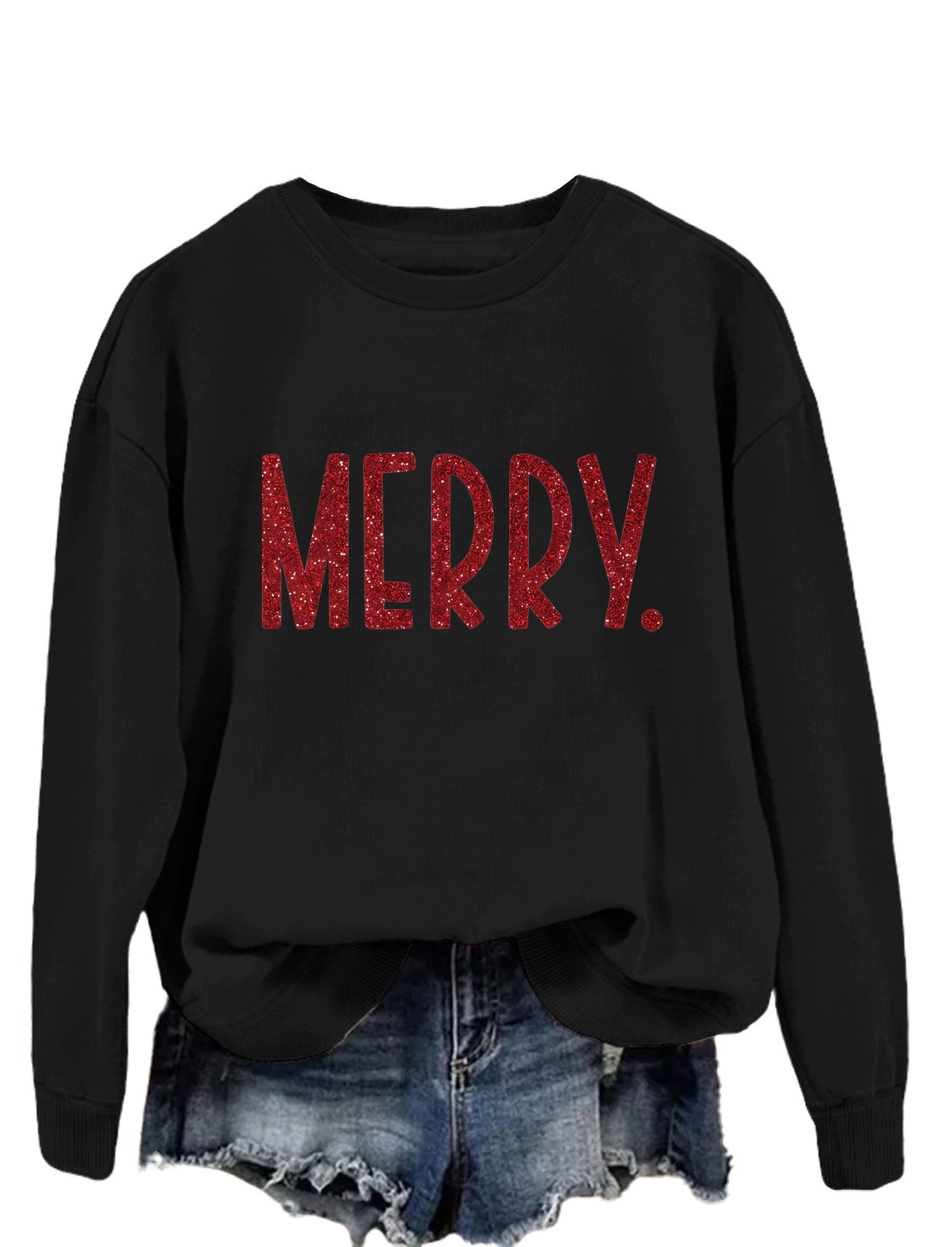 Merry Fashion Print All Round Neck Long Sleeve Hoodie