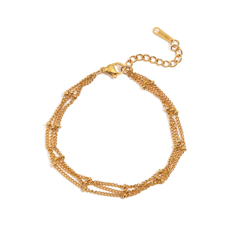 5pcs New Fashion Bracelet 18K Gold Plated Stainless Steel Jewelry Double Chain Bracelet Jewelry