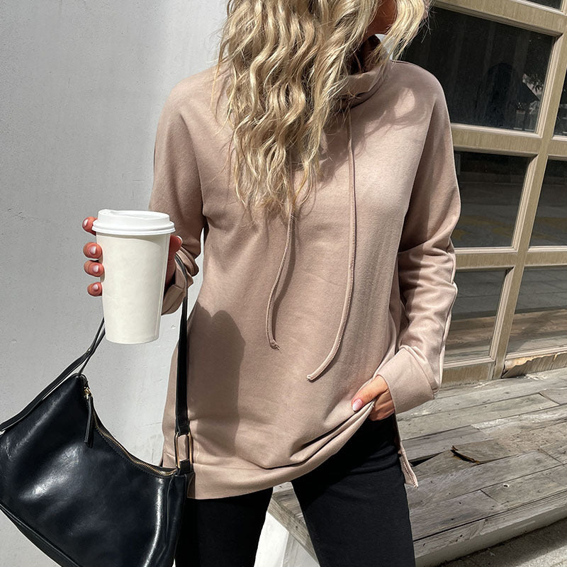 Cozy Pile Collar Hoodie for Women: Autumn & Winter Solid Color Sporty Pullover
