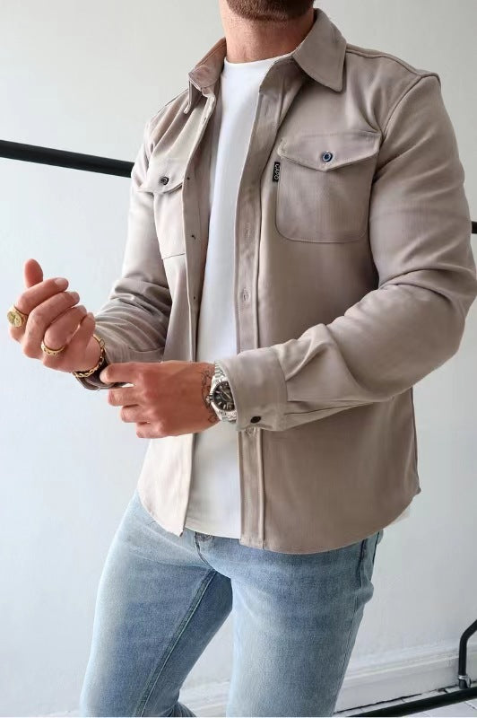Autumn And Winter New Men's Youth Casual Men's Shirt Spot Grinding