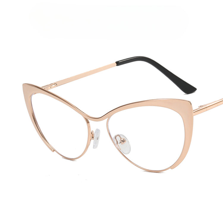 Steel Triangle Cat Eye Metal Frame New Anti-Blue Light Mirror Can Be Equipped With Myopia Frame