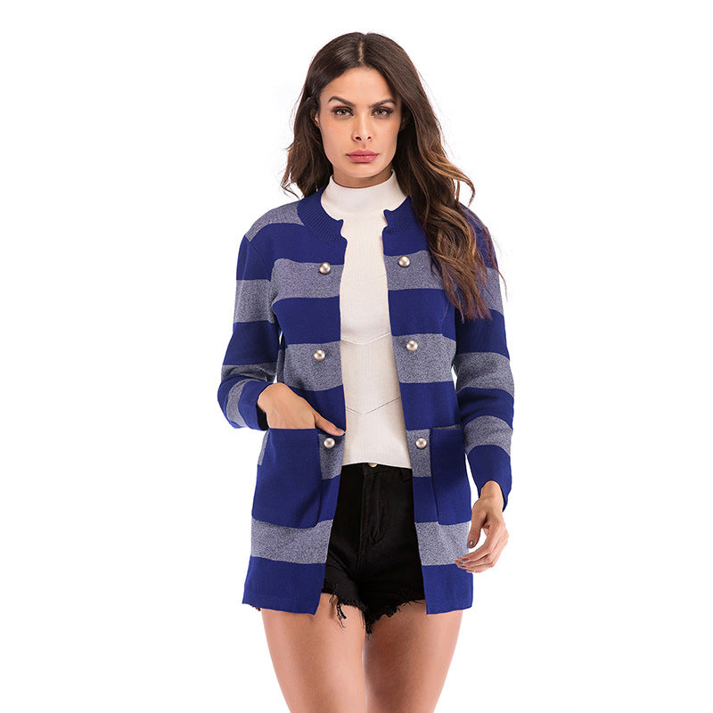 Autumn Solid Color Long Sleeve Cardigan Knit Hooded Sweater Coat Women