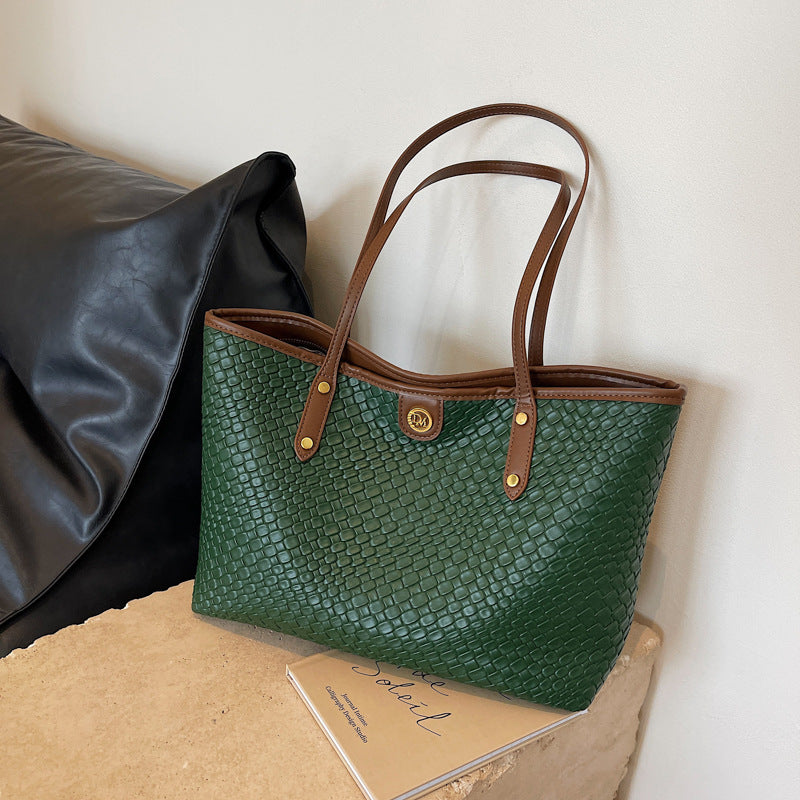 Commuter Large Capacity Bag New Women's Bag Leisure Style All-In-One Shoulder Bag Fashion College Student Tote Bag