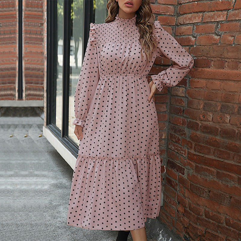 New Autumn New Fashion Women Long-Sleeved Polka Dot Dress