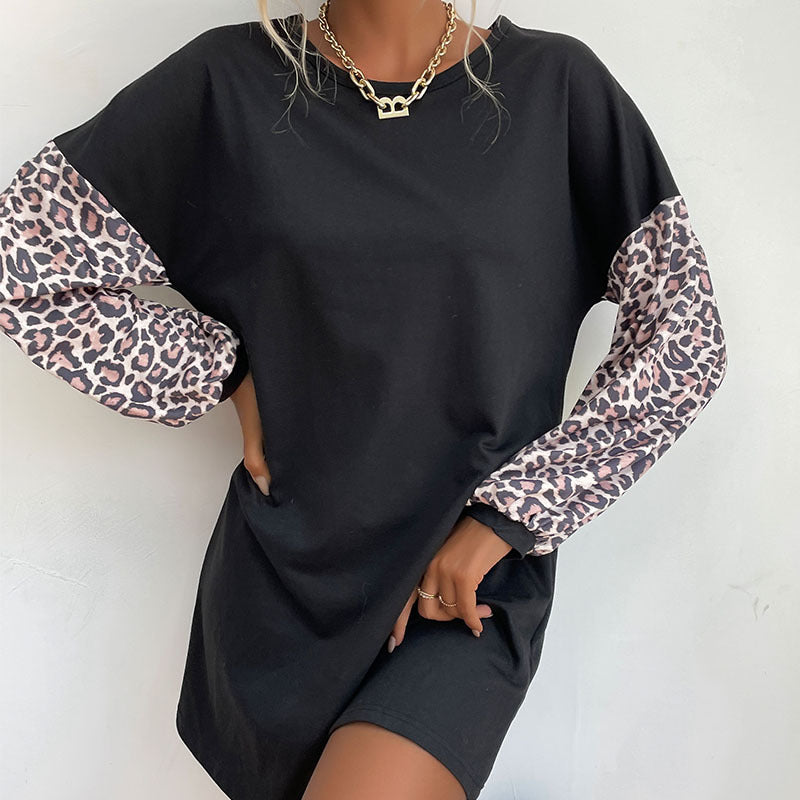 Autumn New Clothing Sets Big Swing Type Color Leopard-Print Skirt