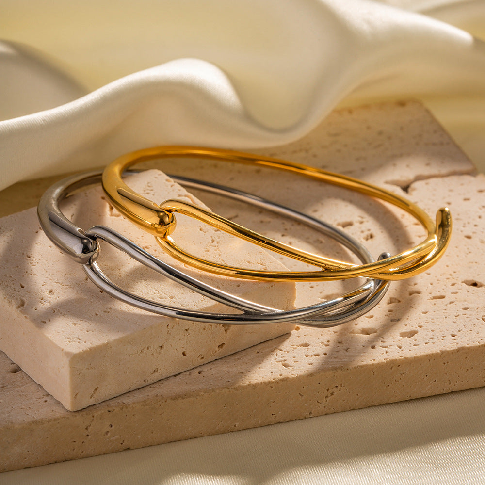 5pcs Fashion Style Design Simple 18K Gold Stainless Steel Bracelet Hand Jewelry Electroplated Women's Hand Jewelry