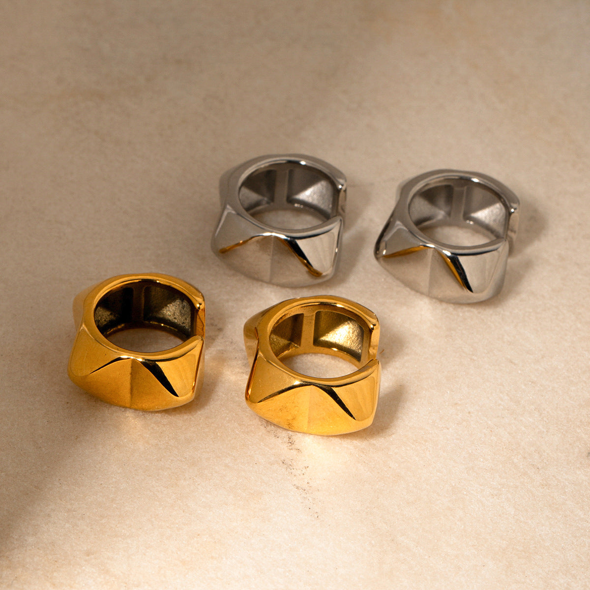 5pcs New 18K Gold Stainless Steel Stud Earrings Stainless Steel Jewelry Fashion Personality Accessories For Women