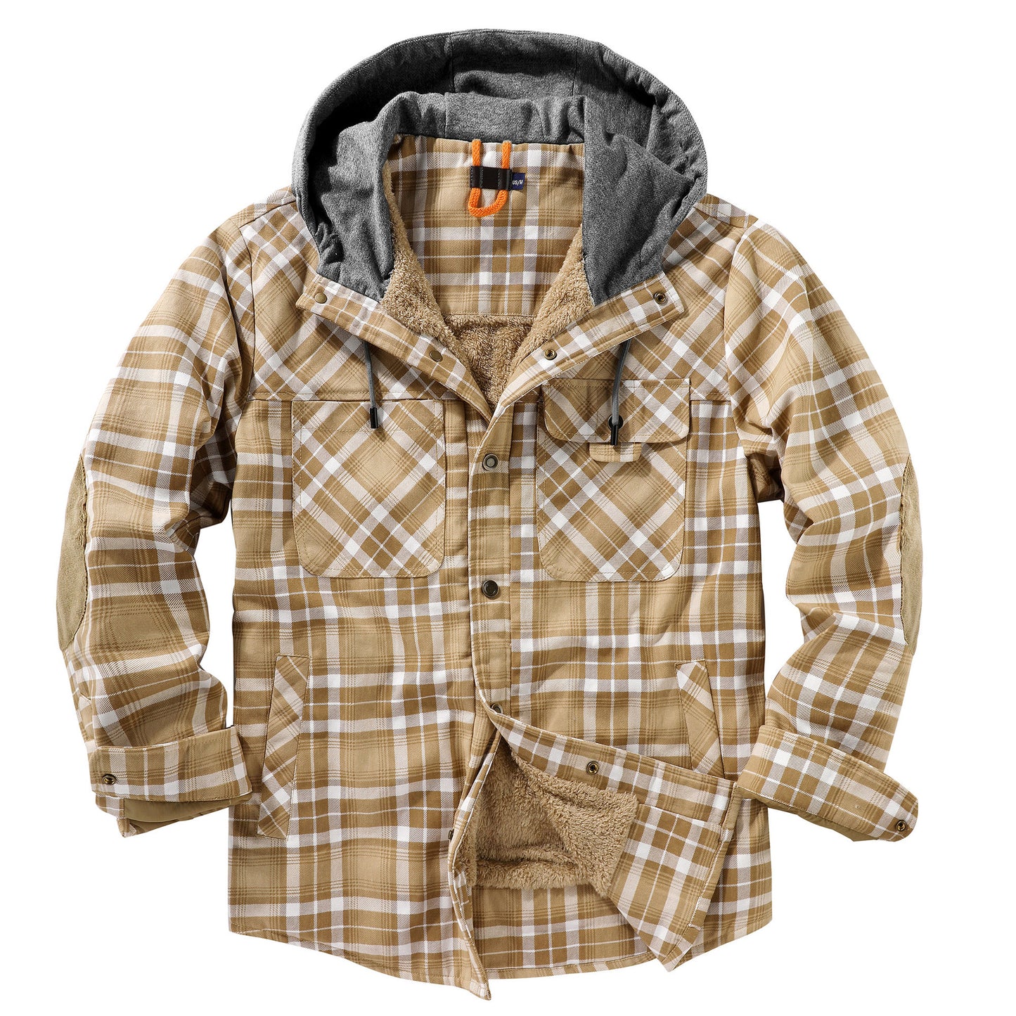 Men's Coat Plaid Shirt Plus Fleece Large Size Winter Windproof Warm Hooded Cotton Jacket
